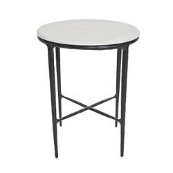 Heston Marble Round Side Table - Black