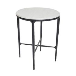 Heston Round Marble Side Table - Black