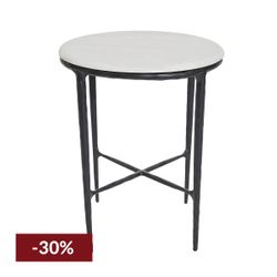 Heston Marble Round Side Table - Black