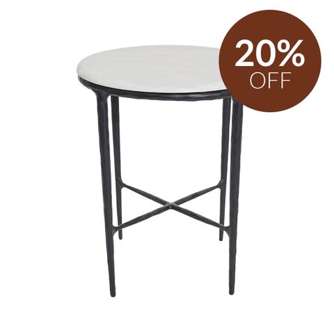 Heston Marble Round Side Table - Black