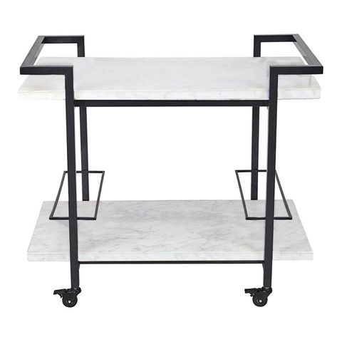 Franklin White Marble Bar Cart - Black