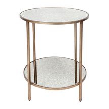 Cocktail Mirrored Side Table - Antique Gold