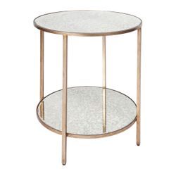 Cocktail Mirrored Side Table - Antique Gold