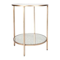 Cocktail Mirrored Side Table - Antique Gold