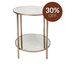 Cocktail Mirrored Side Table - Antique Gold