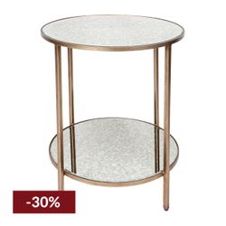 Cocktail Mirrored Side Table - Antique Gold