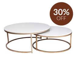 Chloe Stone Nesting Coffee Tables - Antique Gold