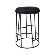 Aiden Black Steel Kitchen Stool - Black Linen