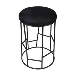 Aiden Black Steel Kitchen Stool - Black Linen