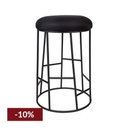 Aiden Black Steel Kitchen Stool - Black Linen