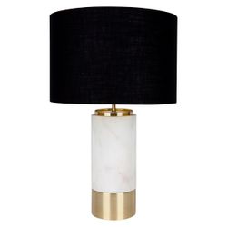 Paola Marble Table Lamp - White w Black Shade