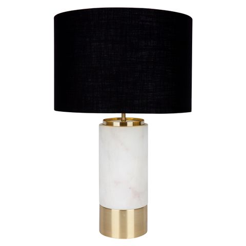 Paola Marble Table Lamp - White w Black Shade