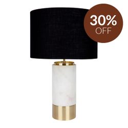 Paola Marble Table Lamp - White w Black Shade
