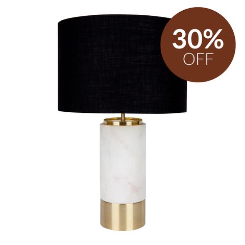 Paola Marble Table Lamp - White w Black Shade