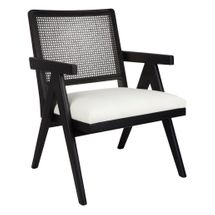 The Imperial Black Rattan Arm Chair - White Linen