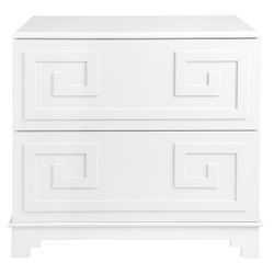 Greek Key Bedside Table - White