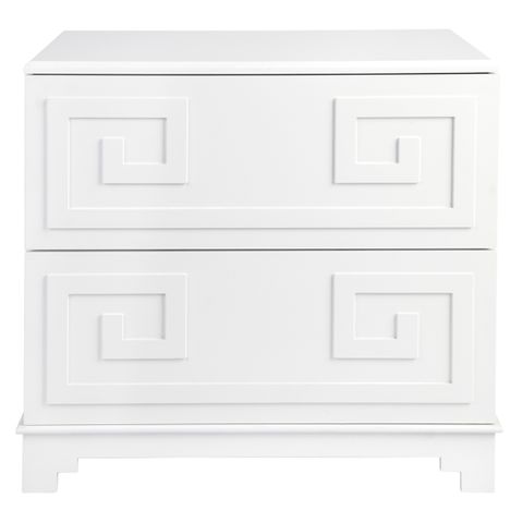 Greek Key Bedside Table - White