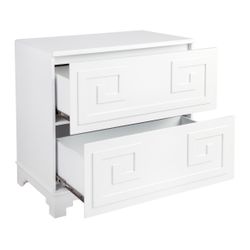 Greek Key Bedside Table - White