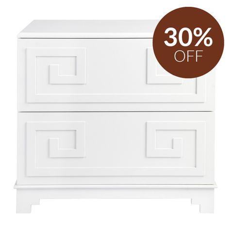 Greek Key Bedside Table - White