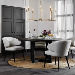 Harlow Black Dining Chair - Natural Linen