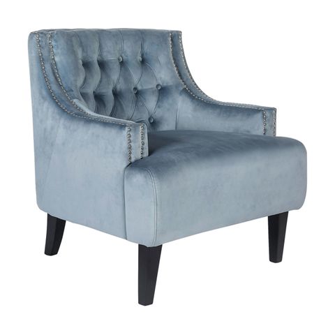 Skyler Tufted Arm Chair - Dove Grey Velvet
