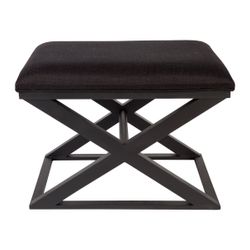 Spencer Black Timber Stool - Black Linen