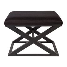 Spencer Black Timber Stool - Black Linen