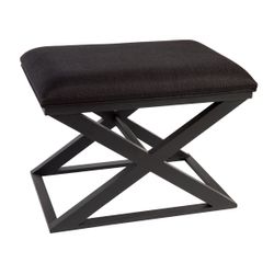 Spencer Black Timber Stool - Black Linen