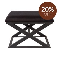 Spencer Black Timber Stool - Black Linen
