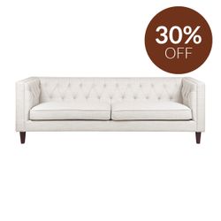 Tuxedo 3 Seater Tufted Sofa - Natural Linen