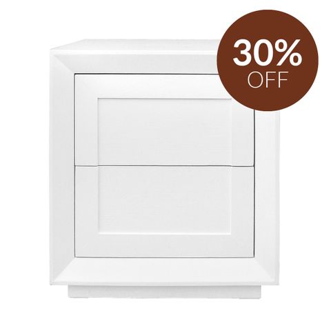 Balmain Tall Bedside Table - White