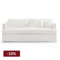 Birkshire 3 Seater Slip Cover Sofa - White Linen