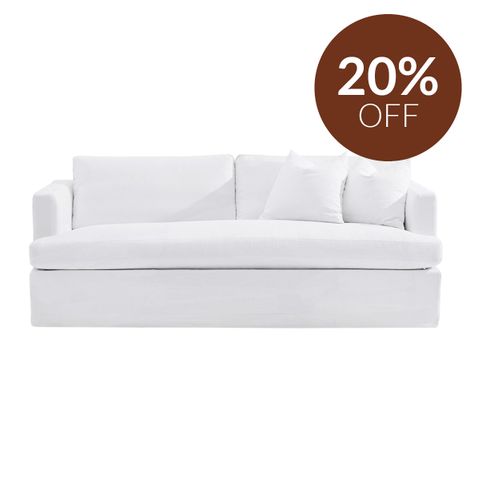Birkshire 3 Seater Slip Cover Sofa - White Linen