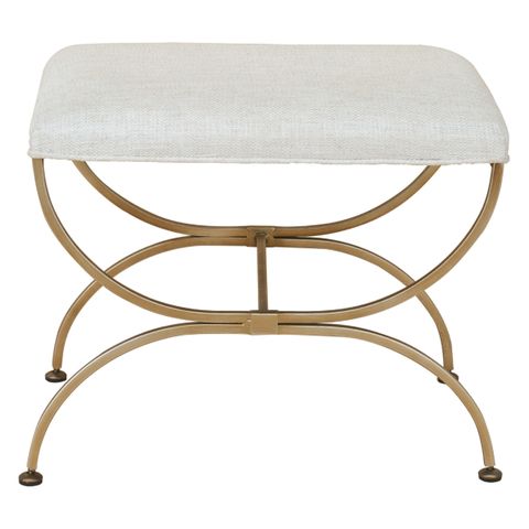 Novak Antique Gold Iron Stool -  Natural Linen