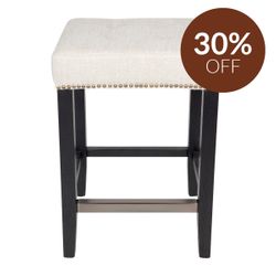 Canyon Black Kitchen Stool - Natural Linen