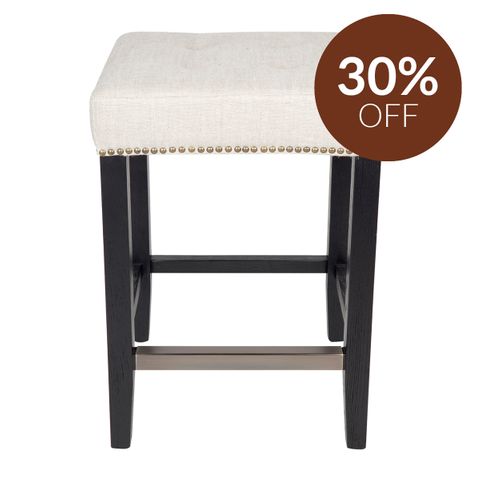 Canyon Black Kitchen Stool - Natural Linen