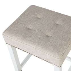 Canyon White Kitchen Stool - Natural Linen