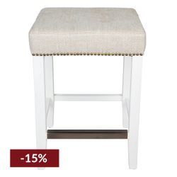 Canyon White Kitchen Stool - Natural Linen