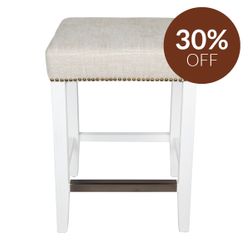 Canyon White Kitchen Stool - Natural Linen