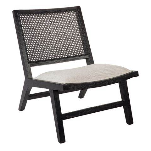 Palmer Black Rattan Occasional Chair - Natural Linen
