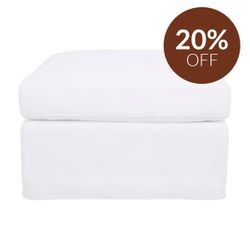 Birkshire Slip Cover Ottoman - White Linen