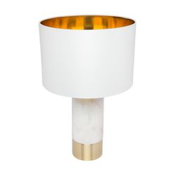 Paola Marble Table Lamp - White w White Shade