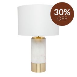 Paola Marble Table Lamp - White w White Shade