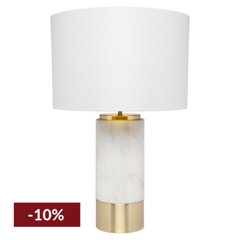 Paola Marble Table Lamp - White w White Shade