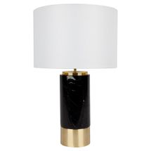 Paola Marble Table Lamp - Black w White Shade