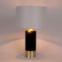 Paola Marble Table Lamp - Black w White Shade