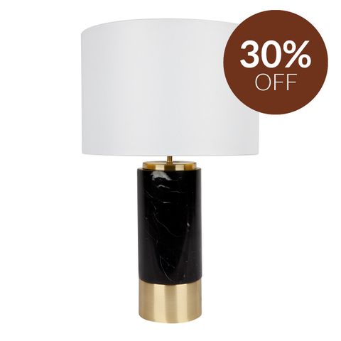 Paola Marble Table Lamp - Black w White Shade
