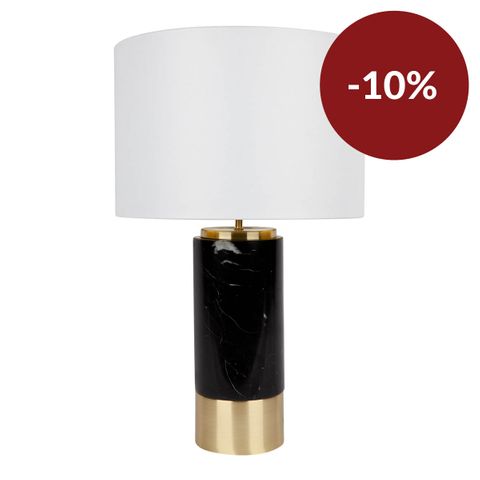 Paola Marble Table Lamp - Black w White Shade