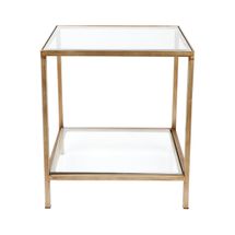 Cocktail Glass Square Side Table - Antique Gold