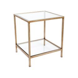 Cocktail Glass Square Side Table - Antique Gold